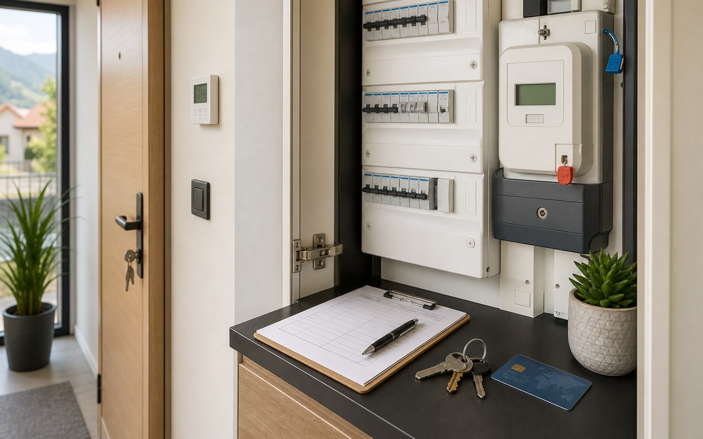 Electricity meter and circuit board setup for a French property